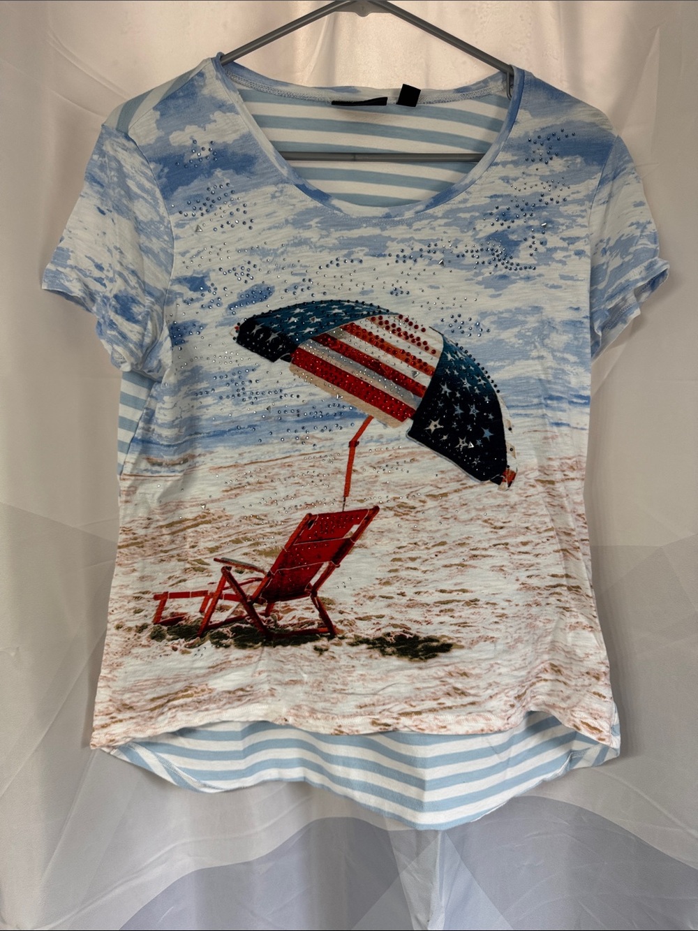 Forth Of July Beach Themed T-Shirt Size Large
